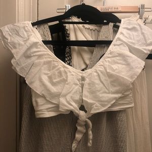 Zara White Frill Crop Top